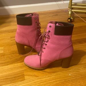 Timberland Pink High Heel Boots (Susan G. Komen Breast Cancer Foundation) Size 8